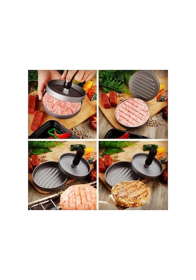 Mucit Home Paslanmaz Çelik Hamburger Köfte Yapma Pres Aparatı Çelik Burger Köfte Kalıbı Beyaz