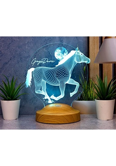 At Tasarımlı Hediye 3d At Figürlü Kişiye Özel 3 Boyutlu Led Lamba