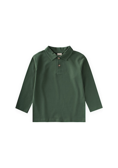 Cigit Polo Yaka Uzun Kollu T-shirt 5-12 Yaş Haki Yeşil