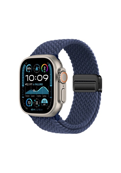 Watch Ultra 49mm Mkst Krd-134 Örgü Tasarımlı Hasır Kordon Strap Kayış - Lacivert