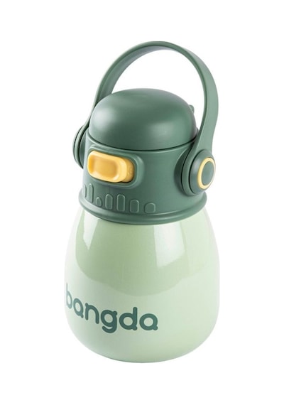 Bangda Yeşil Çift Katmanlı Tutacaklı Paslanmaz Çelik Çocuk Termosu 400ml Yeşil