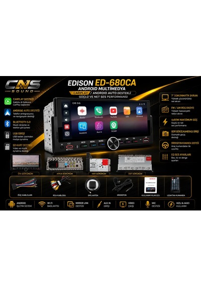 Edison Ed-680ca Android Multimedya Carplay / Android Auto Destekli - Güçlü Ve Net Ses Performansı Diğer