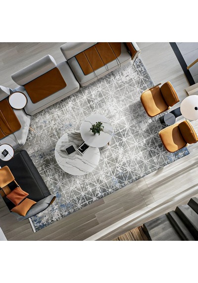 Bespoky Artex 5852a Geometrik Desenli Salon Halısı Dijital Baskı Gri