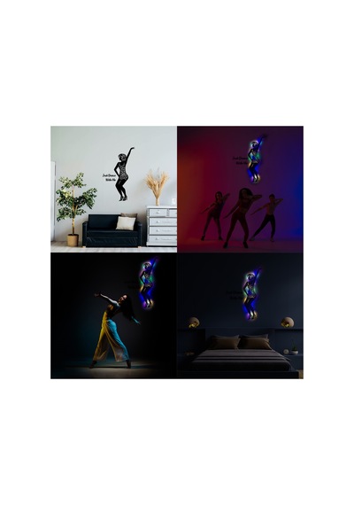 Led Işıklı Dans Temalı Tablo Aidan Dekoratif Gece Lambası Çok Renkli - 737247817 Çok Renkli