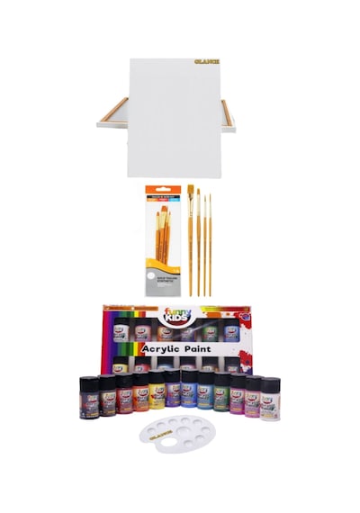 Rich Funny Kids 20 Ml Akrilik Boya 12 Li-25x35 Tuval Set