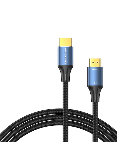Vention Hdmı 2,1 Kablo 8k 60hz 4k 120hz 48gbps Pamuk Örgülü Alüminyum Alaşım - Mavi 2m