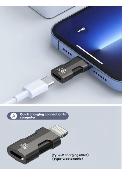 E-kervan Apple Uyumlu iPhone Lightning To Type-c 30w Hızlı Adaptör Çevirici Ce Lisanslı Sağlam 1 Adet