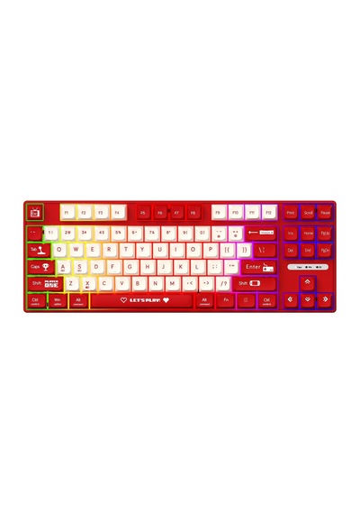 Ajazz Ak870 Mc Kablolu Mekanik Oyun Klavyesi Kırmızı Klavye Brown Switch
