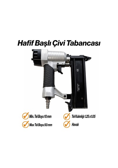 Hafif Başlı Havalı Çivi Tabancası 10-50 Mm Profesyonel Marangoz Ve Mobilya Uygulama Tabancası