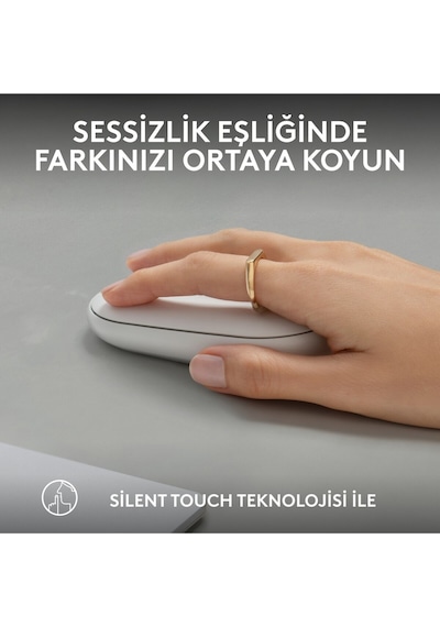 Logitech M350s Pebble 2 Bluetooth Kablosuz Sessiz Kompakt Mouse - Beyaz M350S