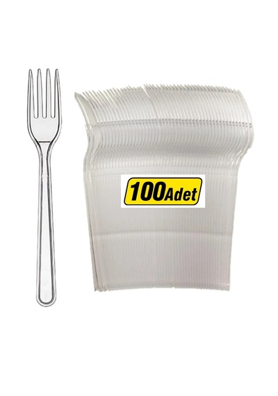 Kullan At Lüks Sert Plastik Şeffaf Çatal 1pk - 100 Adet