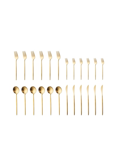 Apricot Faro Matte Gold 24 Parça 6 Kişilik Çatal Kaşık Bıçak Kutulu
