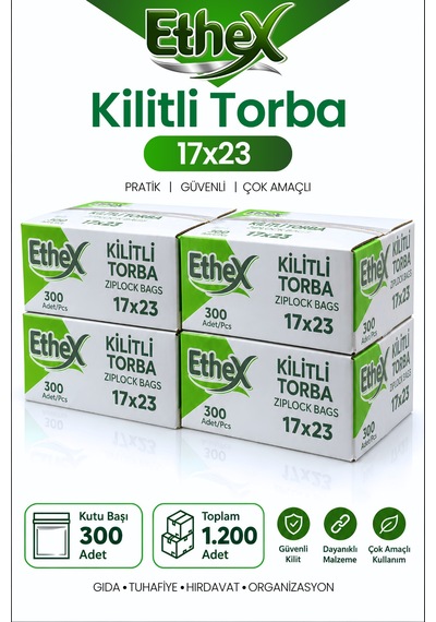 Kırmızı Şeritli Kilitli Torba 17x23 Cm 1200 Adet 4 Kutu - Gıda Uyumlu, Dayanıklı Ve Kullanışlı - 687110149
