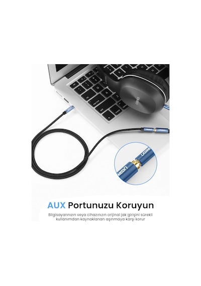 Ugreen 3.5 Mm Jack Ses Aux Örgülü Uzatma Kablosu 1 Metre, 40673
