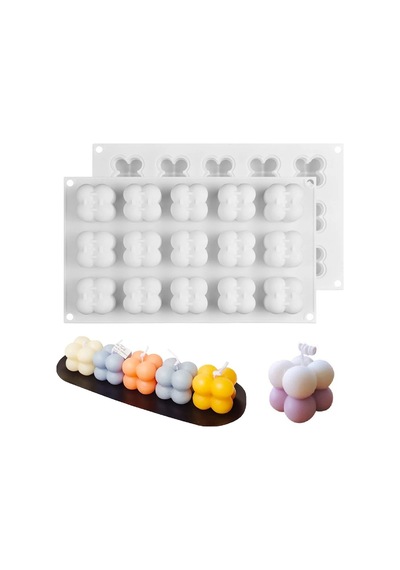 Bubble Mum Silikon Kalıbı 3d Mini Çoklu Bubble Çikolata Kalıbı 15 Li Beyaz