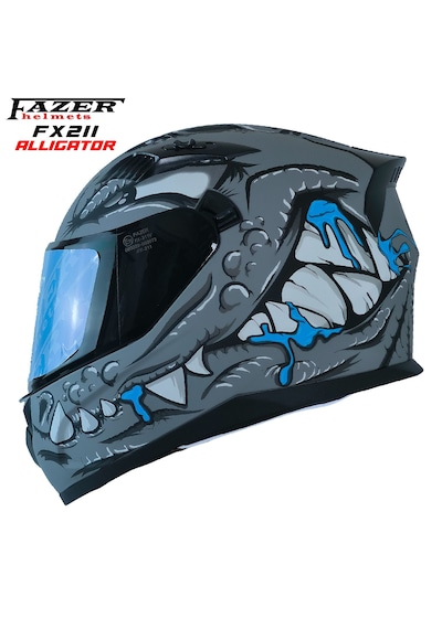 Forza Alligator Full Face Kapalı Güneş Vizörlü Gözlüklü Motorsiklet Kaskı Açık Nardo Gri