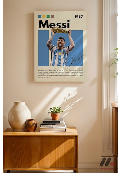 Messi Futbol Posteri, Çerçevesiz Yüksek Kalite Duvar Afişi - Spor Severlere Hediye