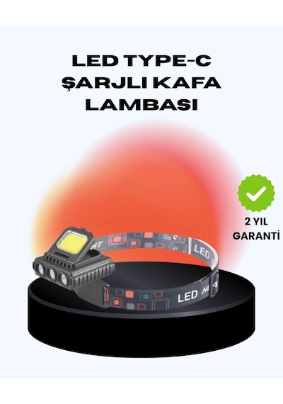 Hubrendy Tekno Cob + Xpe Led Kafa Feneri 800 Lumen Usb Type C Şarjlı Çok Modlu AÇIK GRİ KAHVE KARIŞIMI