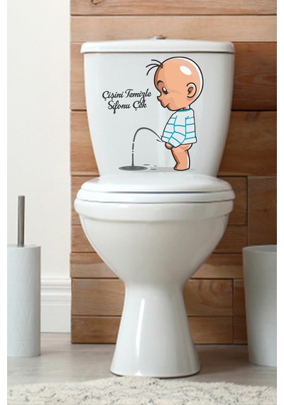 Çişini Temizle Sifonu Çek Temalı Klozet Sticker Diğer
