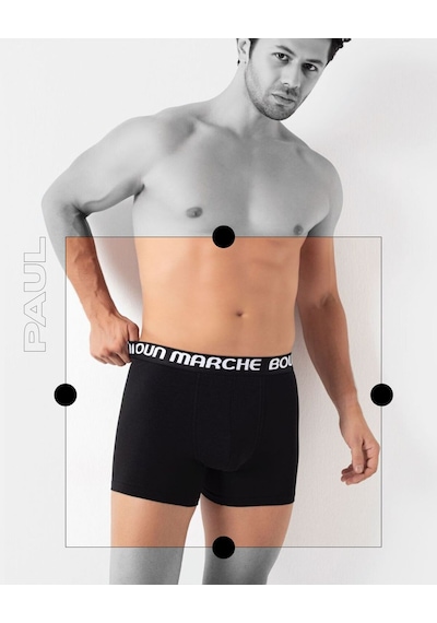 Boun Marche Erkek Boxer Likralı Premium 6'lı Kutu Catch Gri-siyah-füme