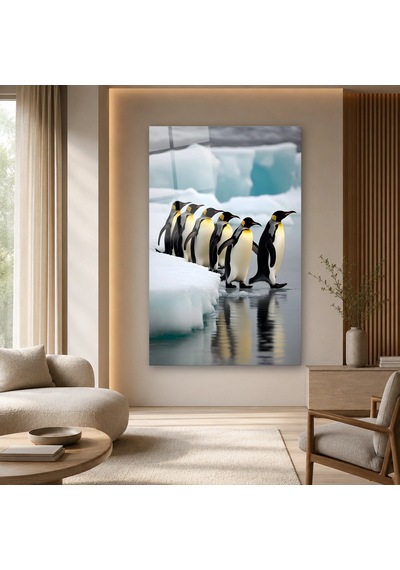 Penguen Grubu Çerçevesiz Cam Tablo