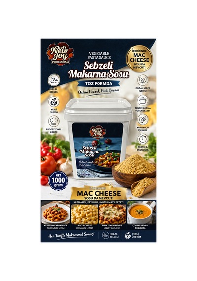 Sebzeli Makarna Sosu 1000 Gr Vegetable Pasta Sauce - Helal Belgeli, Yerli Üretim