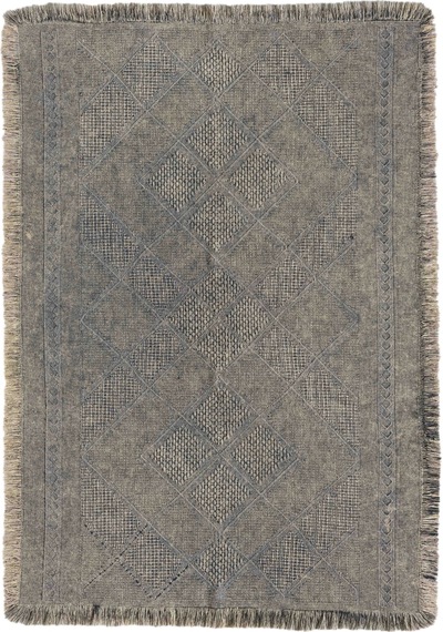 Carpetrium Antique Spt Stone - Dört Tarafı Saçaklı Pamuklu Yıkanabilir Kilim