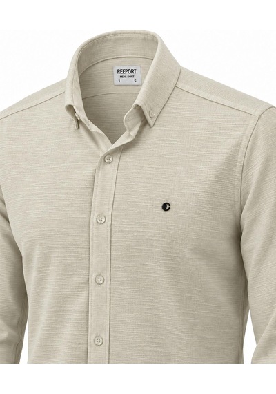 Classics Men Re Port Uzun Kol Slim Fit Erkek Gömlek - 7792 Bej