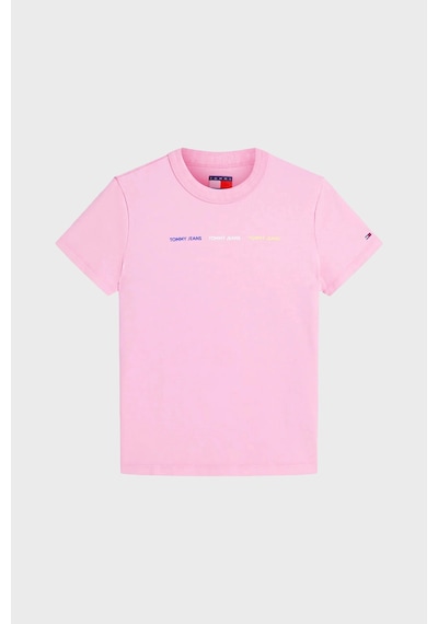 Tommy Jeans Logolu Pamuklu Bisiklet Yaka Kadın T Shirt T Shirt Dw0dw22905 Tou Pembe