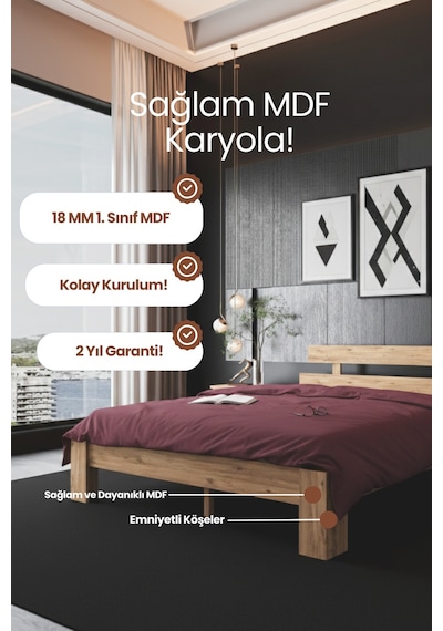 Lotus Çift Kişilik Mdf Karyola Lotus Çift Kişilik Mdf Karyola