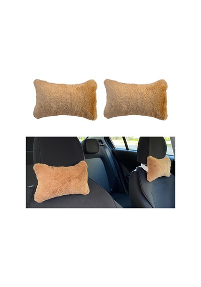 Yumuşak Peluşlu Ortopedik Araba Seyahat Boyun Yastığı 2& 39li Kahverengi Çok Renkli