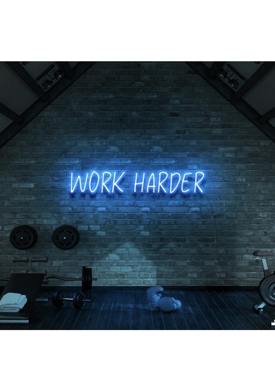 Work Harder Yazılı Neon Tabela Turkuaz