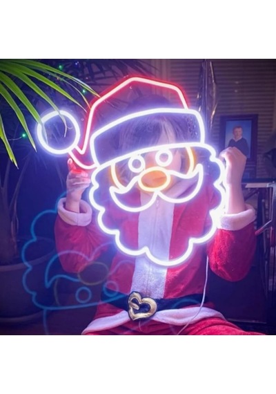 Genel Neon Santa Claus Led Duvar Işığı, Noel Baba Figürlü Çok Renkli