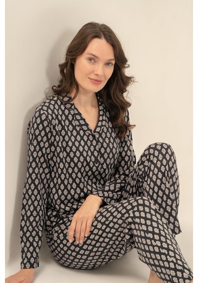 Arnetta Kadın Desenli Antrasit Gömlek Pijama Takımı Ar3750-s-v1 Ar3750-s-v1