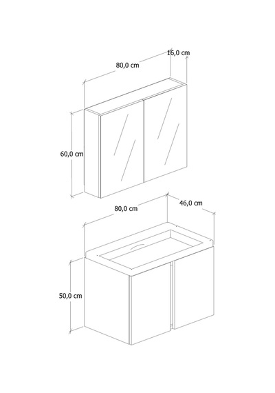 %100 Mdf 80 Cm Lavina Banyo Dolabı Beyaz