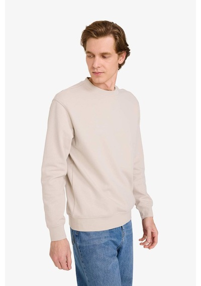 Defacto Bisiklet Yaka Basic Düz Sweatshirt G6721ax25aubg766 Bej-bg766