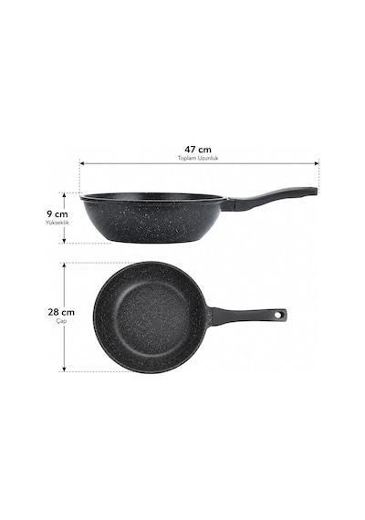 İtalyan Tasarım 28 Cm Döküm Granit Wok Tava Çok Renkli