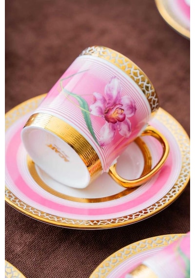 Acar Hxf-06920 Tulip 6lı Kahve Fincan Takımı Gold