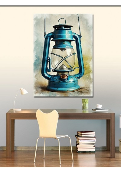 Kanvas Tablo Mavi Gaz Lambası 70cmx100cm