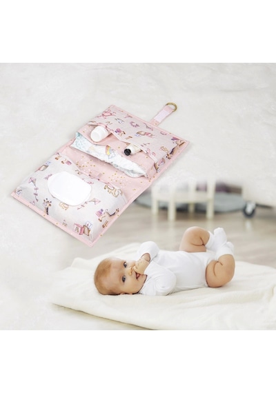 Baby Kullanımı Kolay Desenli Alt Bakım Çantası Pembe