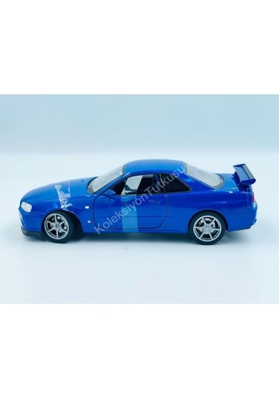 Welly 1/24 Nissan Skyline Gtr R34 Model Araba Mavi