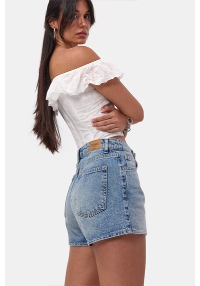 Itsbasic Kadın Mavi 4s6-32 Mom Mini Fit Denim Şort
