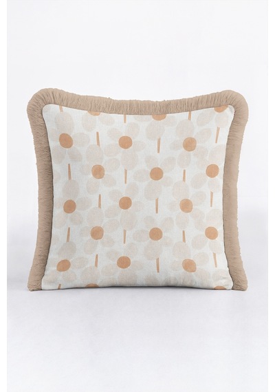 Puantiyeli Geometrik Saçaklı Yastık Kılıfı-soft Minimal Boho Bej Krem Vizon Püsküllü Kırlent Kılıfı Sessiz Esinti Serenat