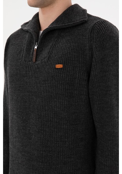 U.S. Polo Assn. Erkek Regular Fit Yarım Fermuarlı Antrasit Kazak 50297047-VR006