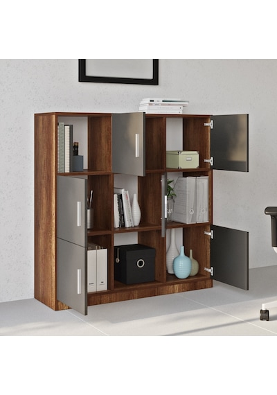 Robin Home Verona G Ofis Klasör Dolabı Kitaplık Barok-Gri Abanoz