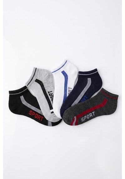 Socketta 5'li Karışık Renk Çocuk Pamuk Sport Desen Patik Çorap - Premium Sport Siyah-beyaz-laci-gri-antrasit Socketta 5'li Karışık Renk Çocuk Pamuk Sport Desen Patik Çorap - Premium Sport Siyah-beyaz-laci-gri-antrasit