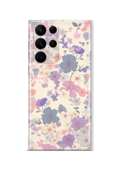 Samsung Galaxy S22 Ultra Uyumlu Baskılı Şeffaf Telefon Kılıfı Koleksiyon: Pastel Flowers 1