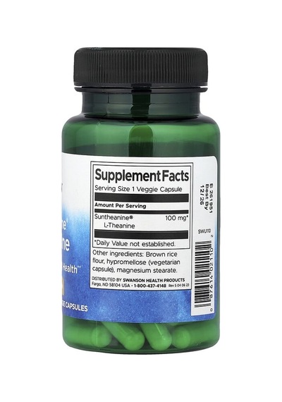 Swanson Vitamins, Suntheanine L-theanine, 100 Mg, 60 Veg Capsules