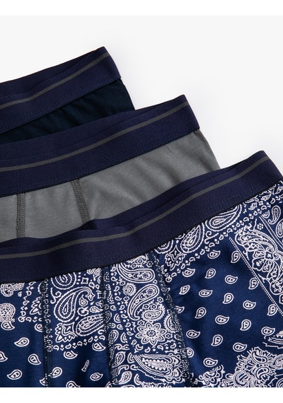 Koton 3'lü Boxer Seti Baskılı Çok Renkli Pamuklu Lacivert 5wlm90015mk Lacivert