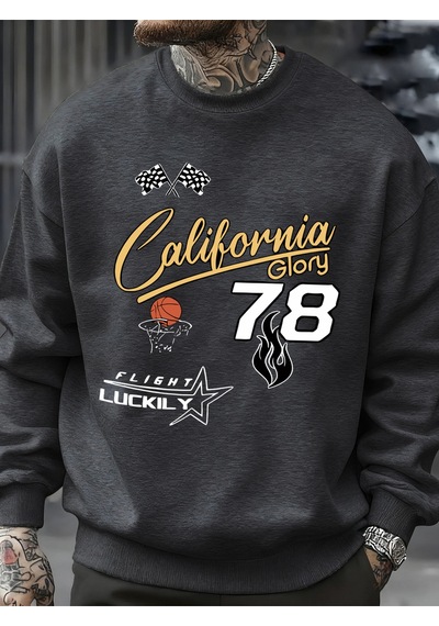 Startmore Startmorecalifornia Glory Basketbol Numarası 78 Desen Kazak Erkekler Sokak Rahat Spor Gömlek Sonbahar Antrasit